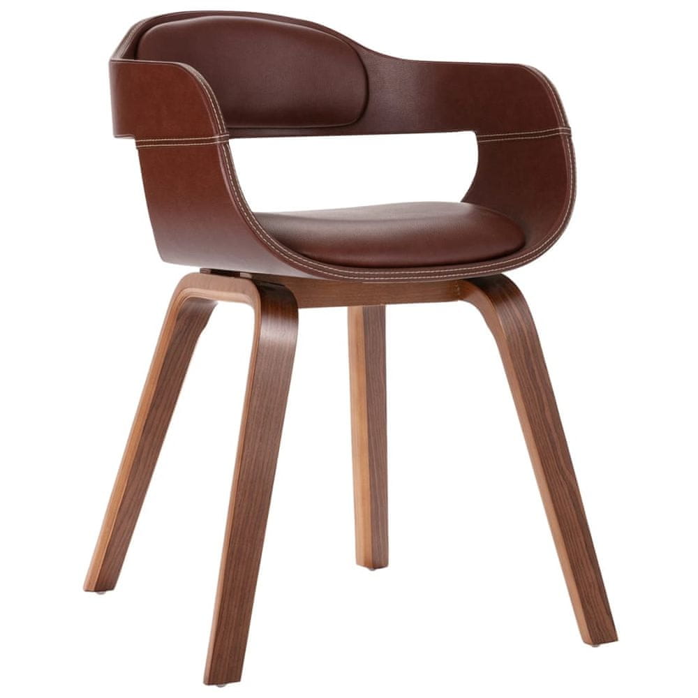 Vidaxl Jedálenská stolička, hnedá, ohýbané drevo a umelá koža